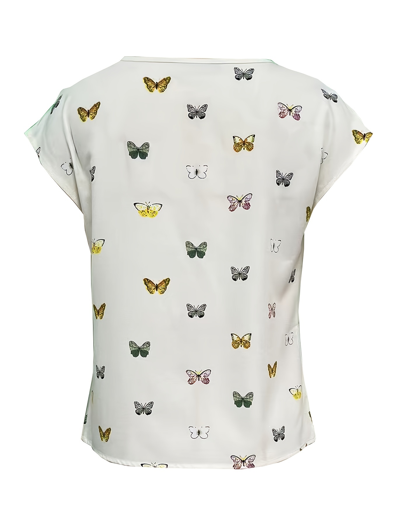 butterfly print blouse casual crew neck short sleeve blouse womens clothing details 2