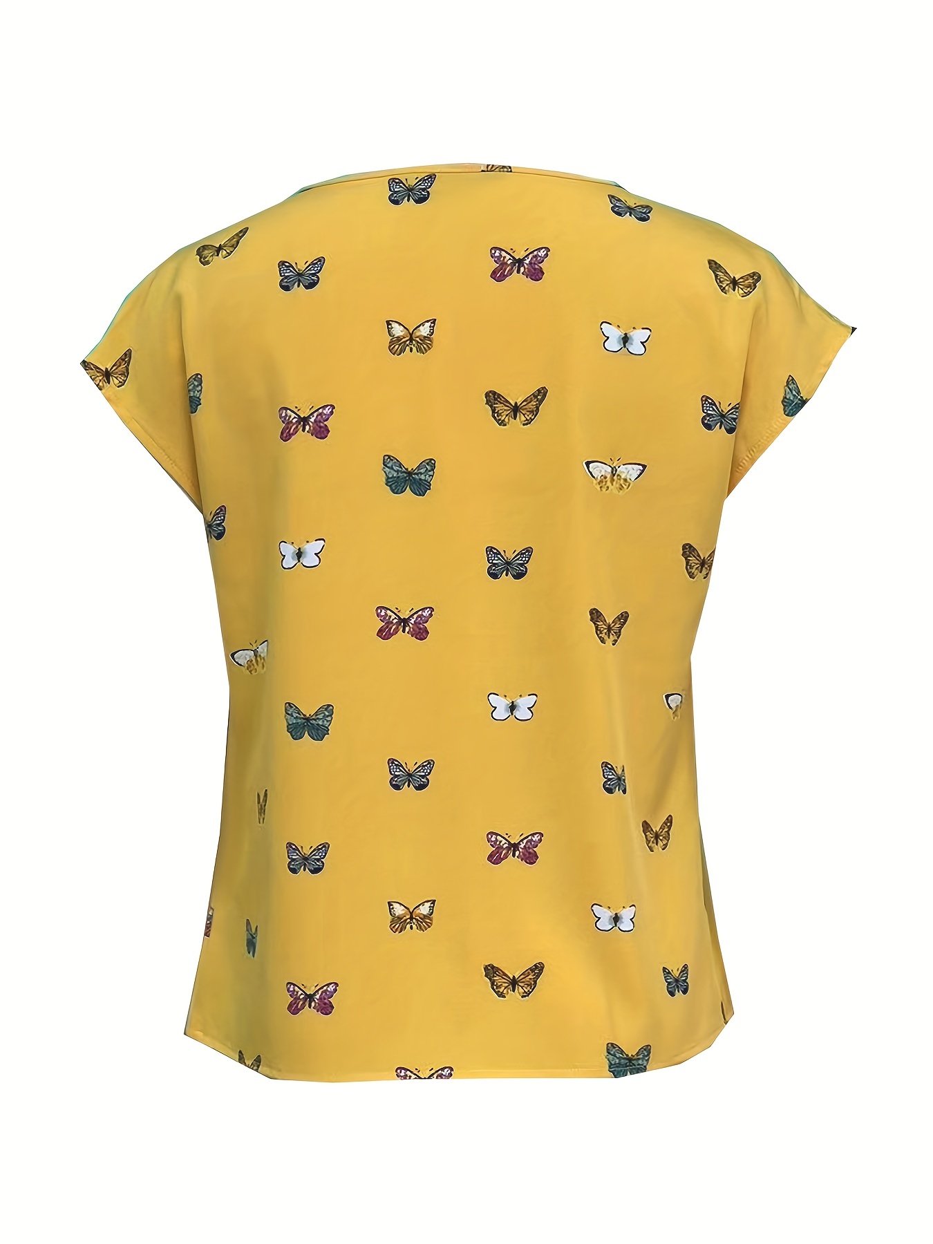 butterfly print blouse casual crew neck short sleeve blouse womens clothing details 15