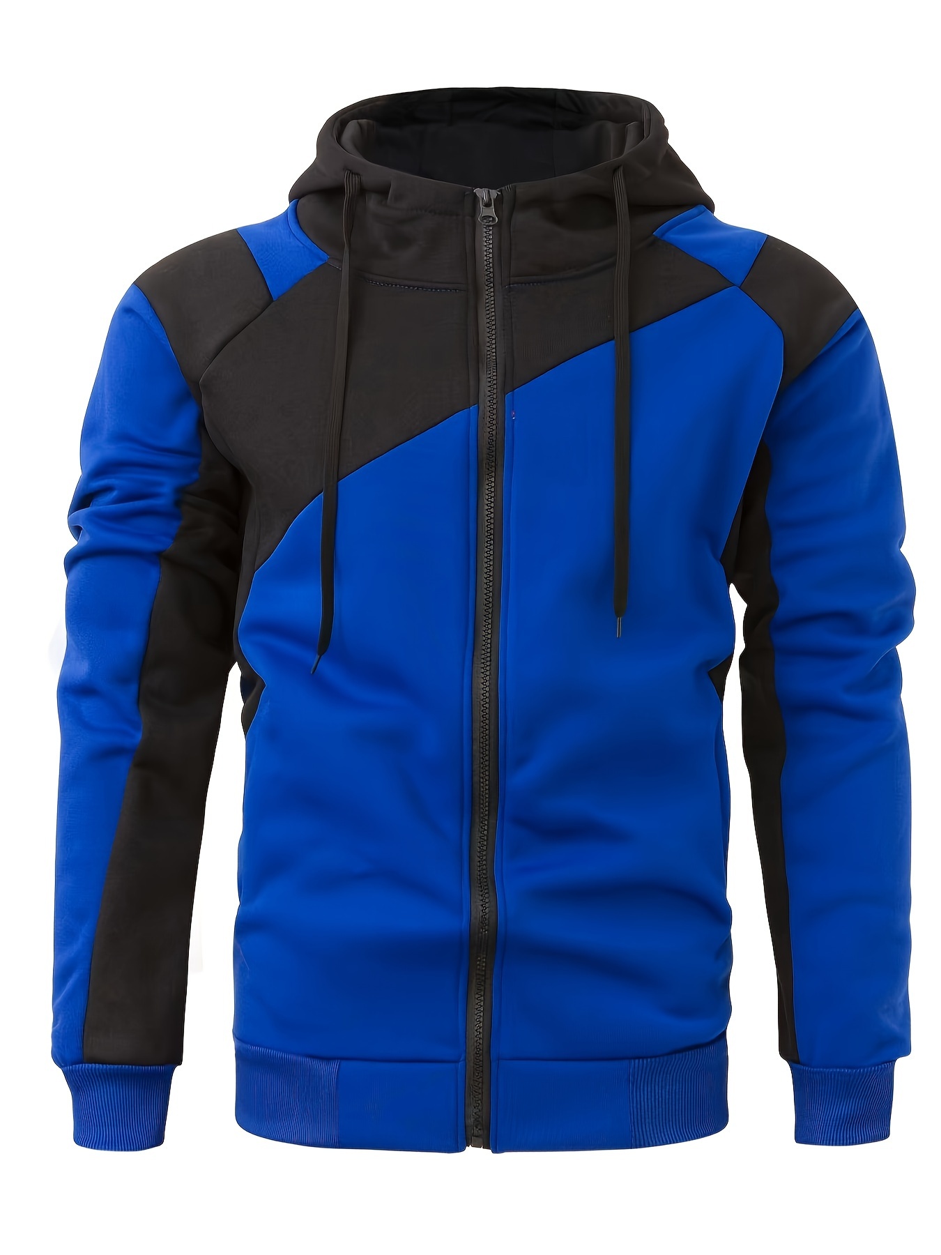 mens casual color block zip up jacket with hood varsity jackets details 24