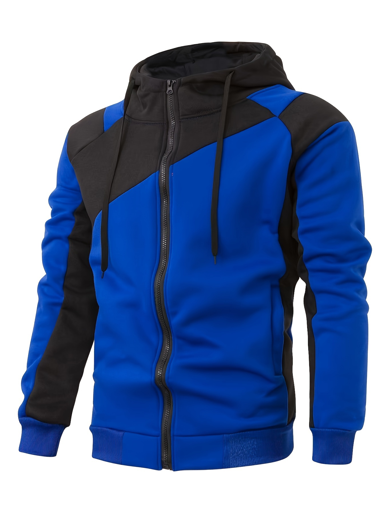 mens casual color block zip up jacket with hood varsity jackets details 27