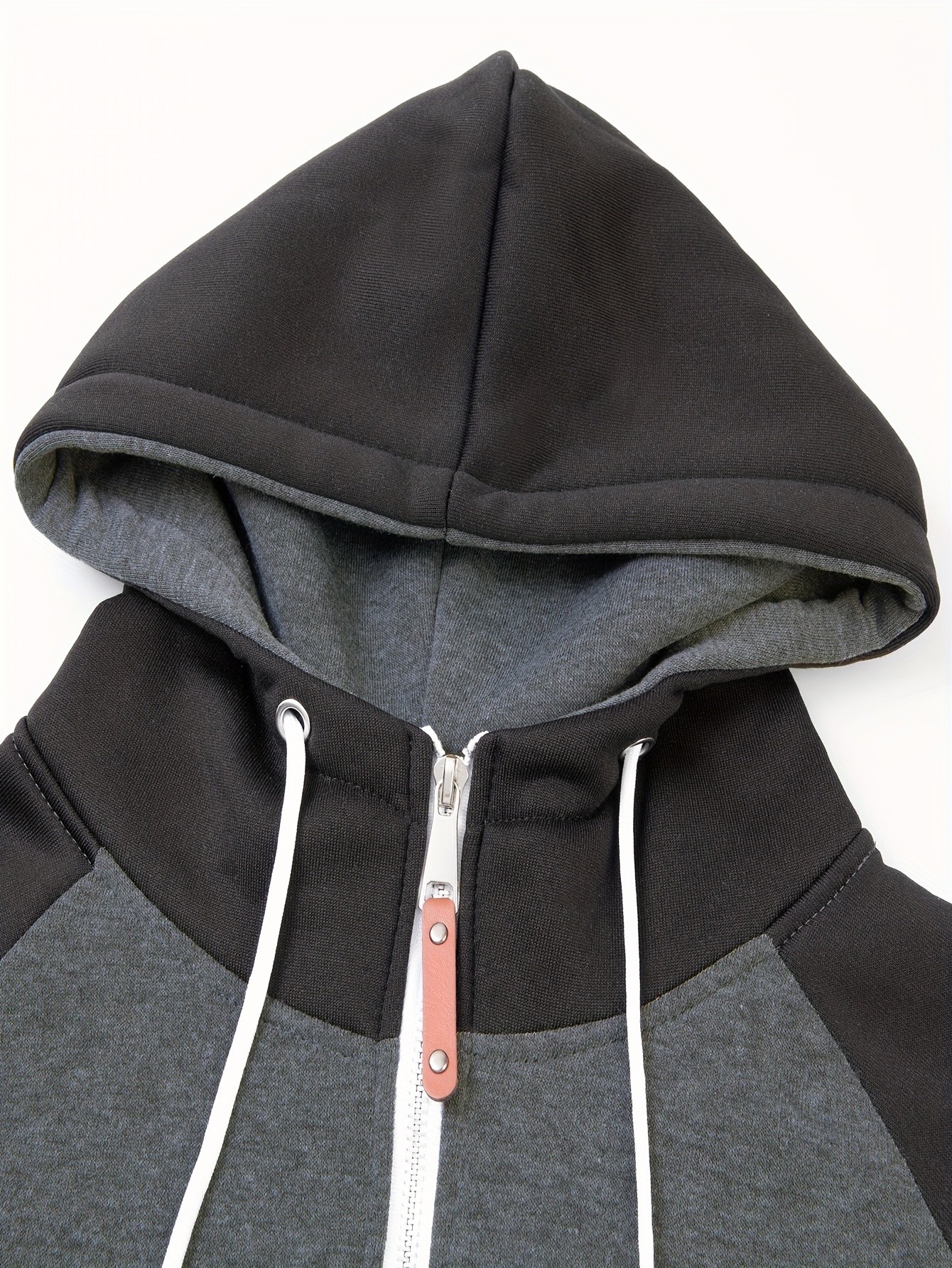 mens casual zip up hoodie color block hooded jacket for sports details 6