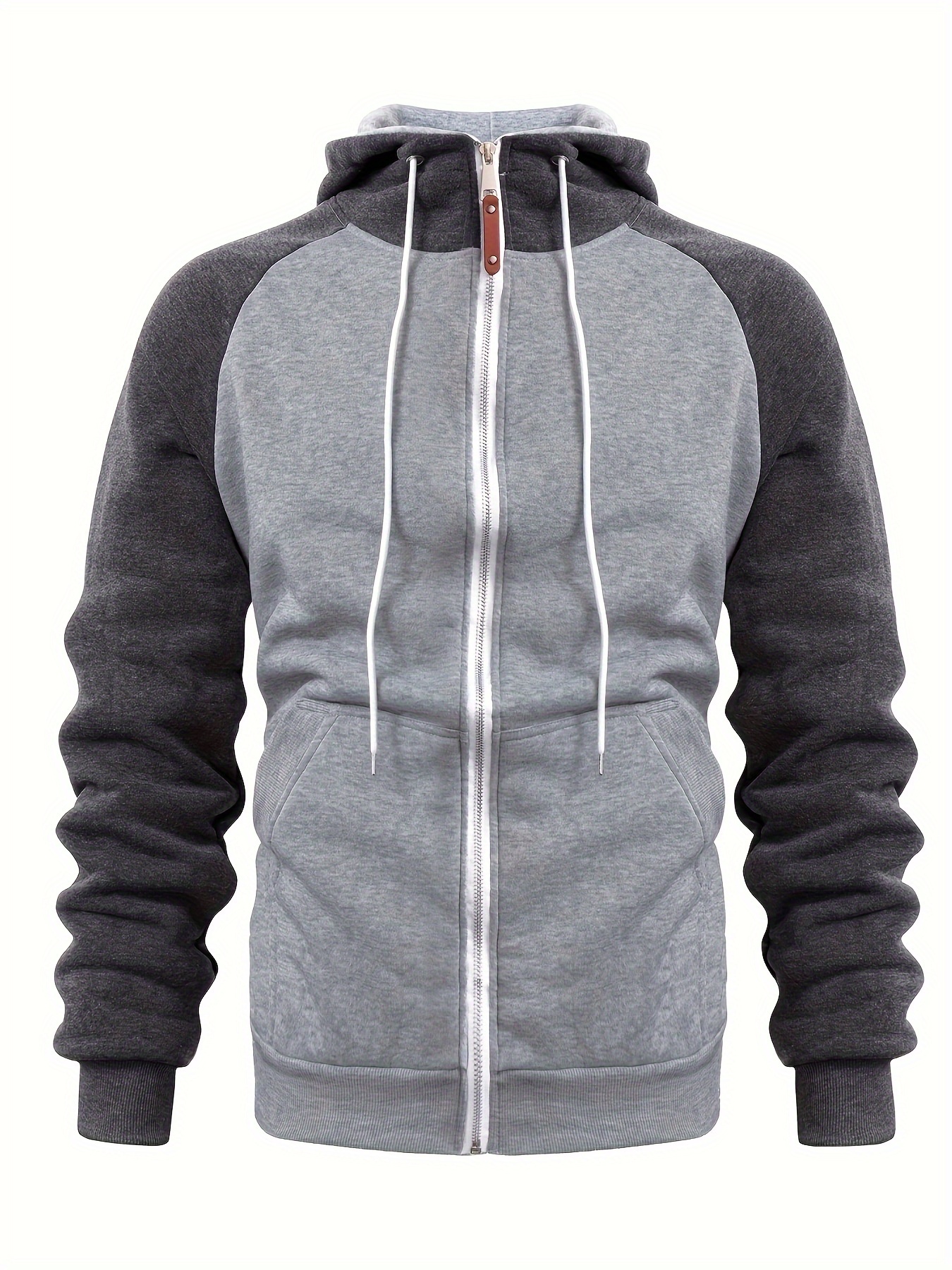 mens casual zip up hoodie color block hooded jacket for sports details 7