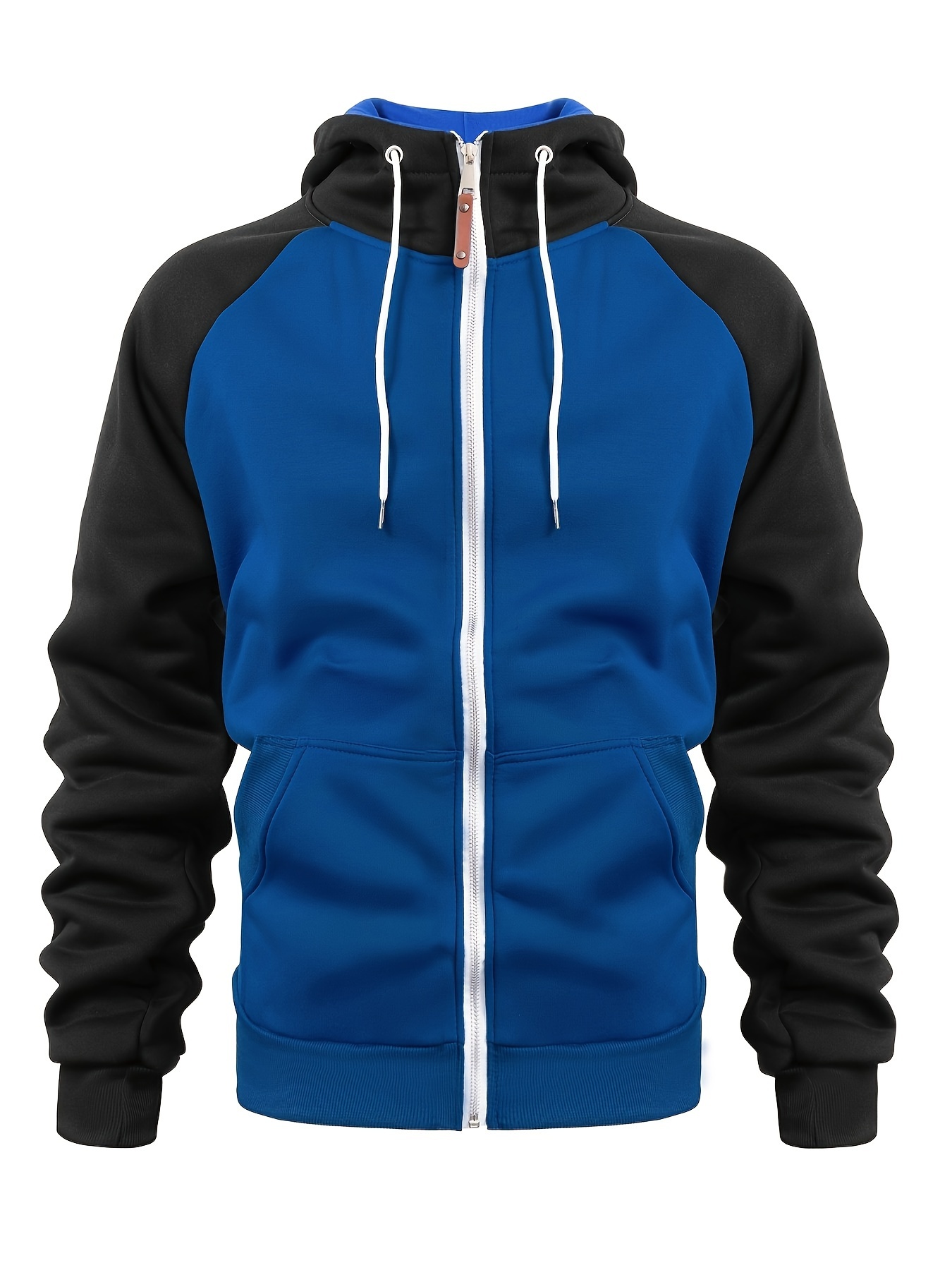 mens casual zip up hoodie color block hooded jacket for sports details 14