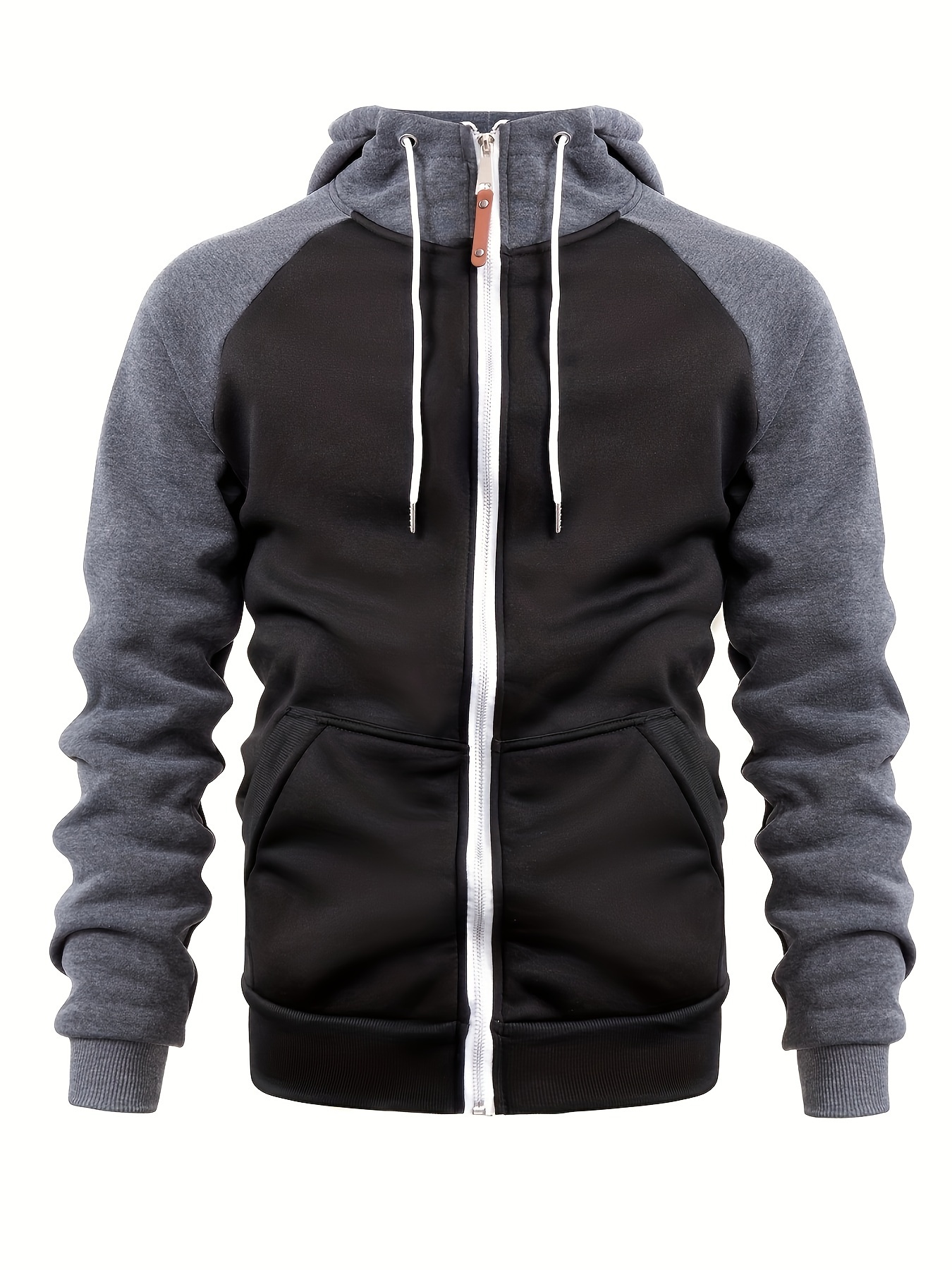 mens casual zip up hoodie color block hooded jacket for sports details 21