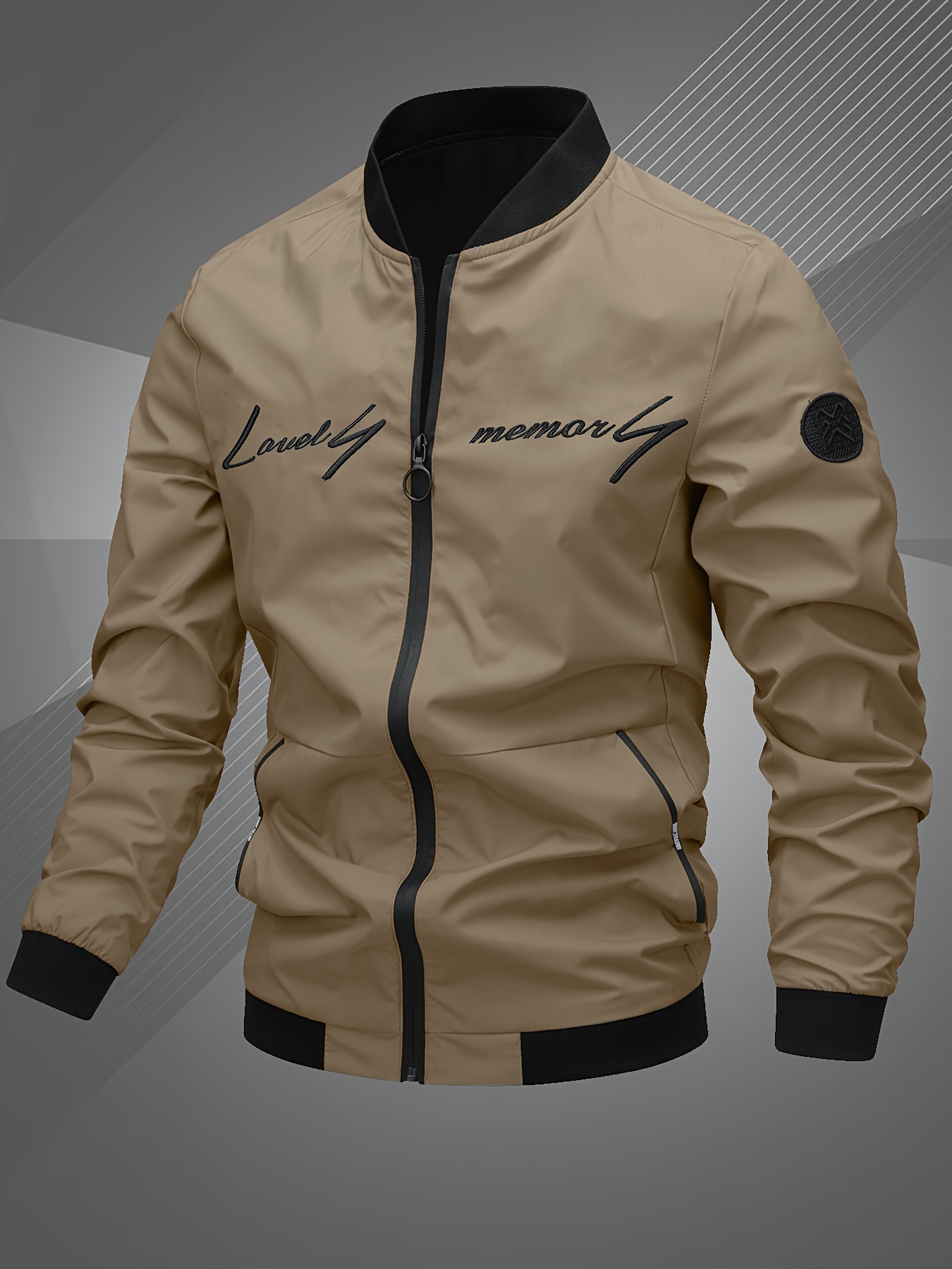 mens letter embroidered casual bomber jacket gifts best sellers details 18