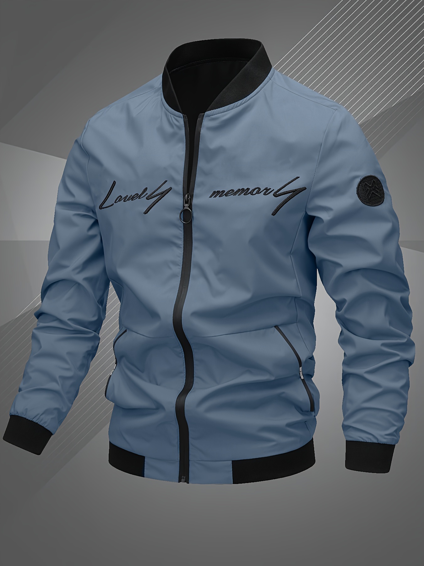 mens letter embroidered casual bomber jacket gifts best sellers details 30