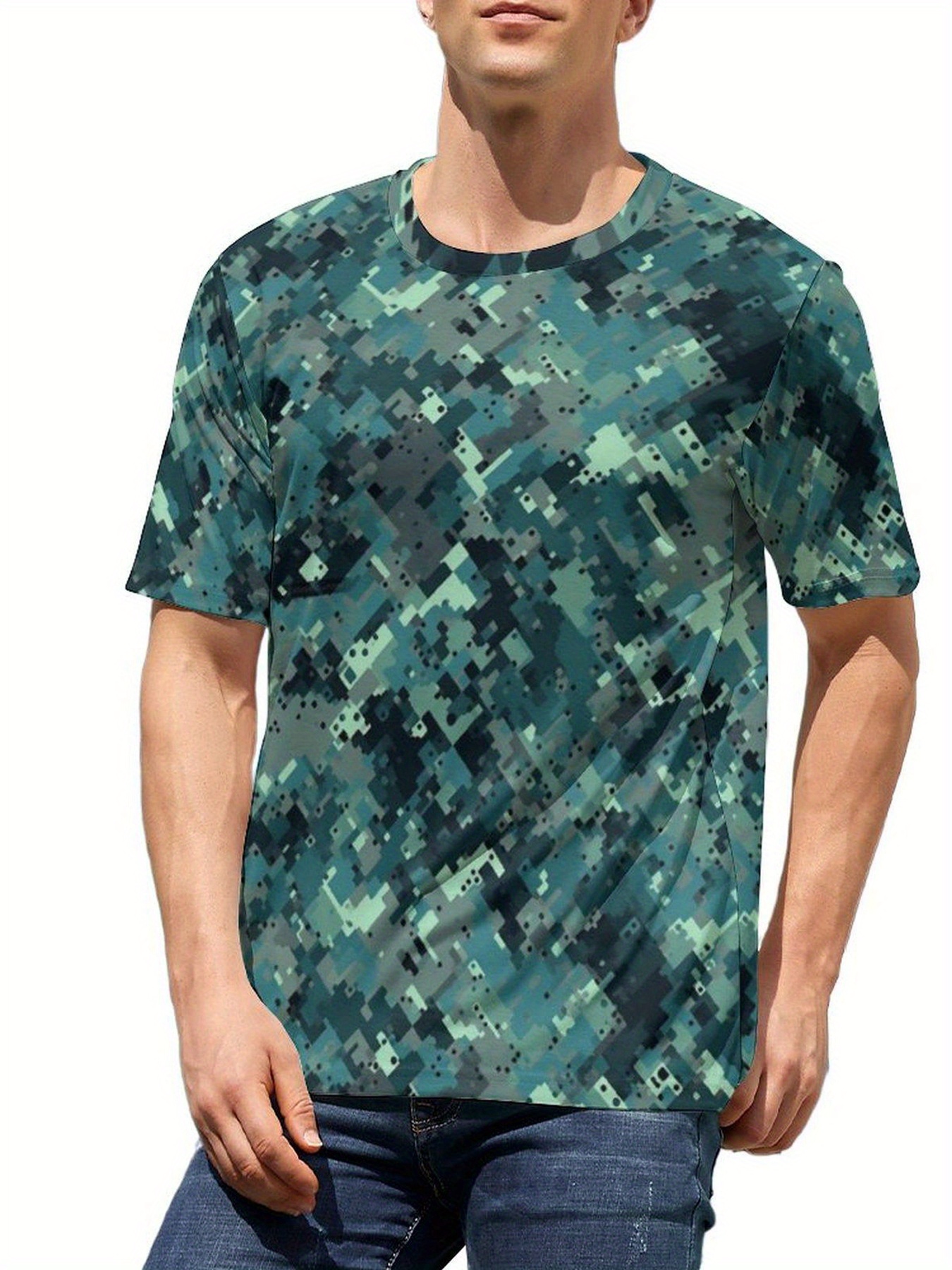 mens camouflage graphic print t shirt details 2