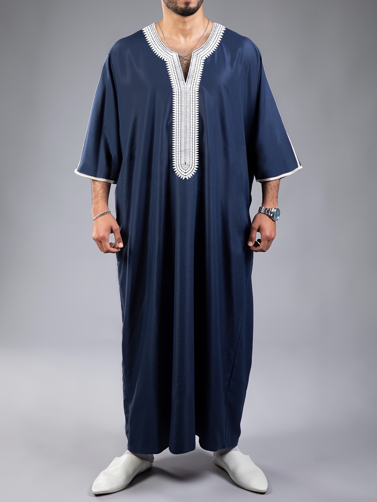 mens thobe kaftan costume kandoura for men moroccan thobes kaftan clothes ramadan details 0