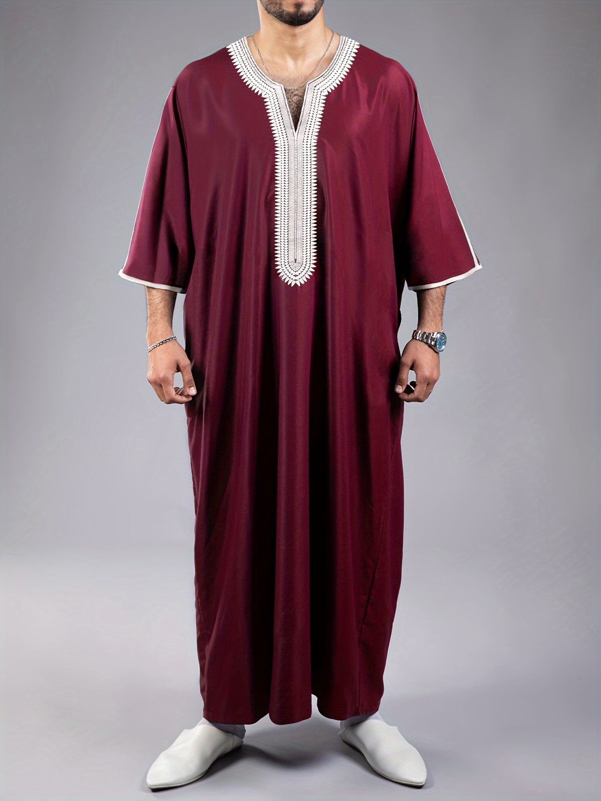 mens thobe kaftan costume kandoura for men moroccan thobes kaftan clothes ramadan details 2