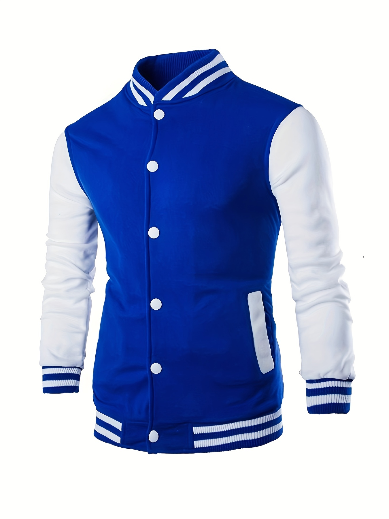 mens causal color block button up varsity jacket chic baseball collar jacket for school details 18