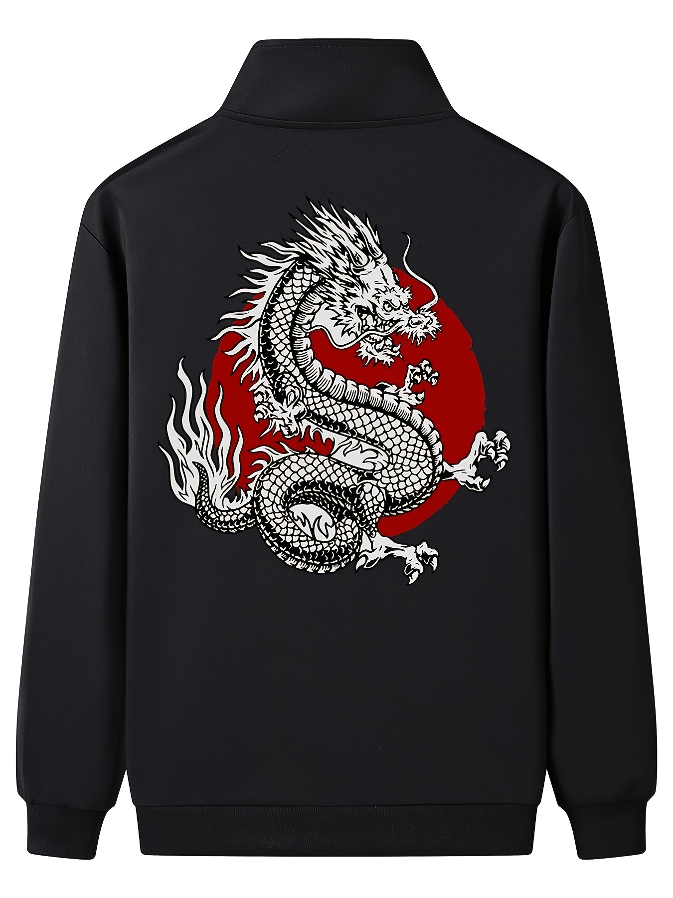 dragon pattern zip up windbreaker jacket mens casual stand collar stretch jacket coat details 3