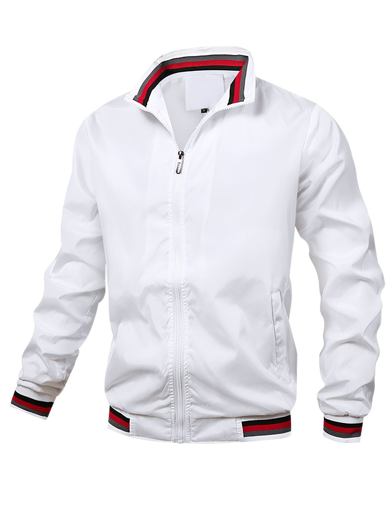 mens casual bomber jacket casual zip up windbreaker jacket for outdoor activities details 2