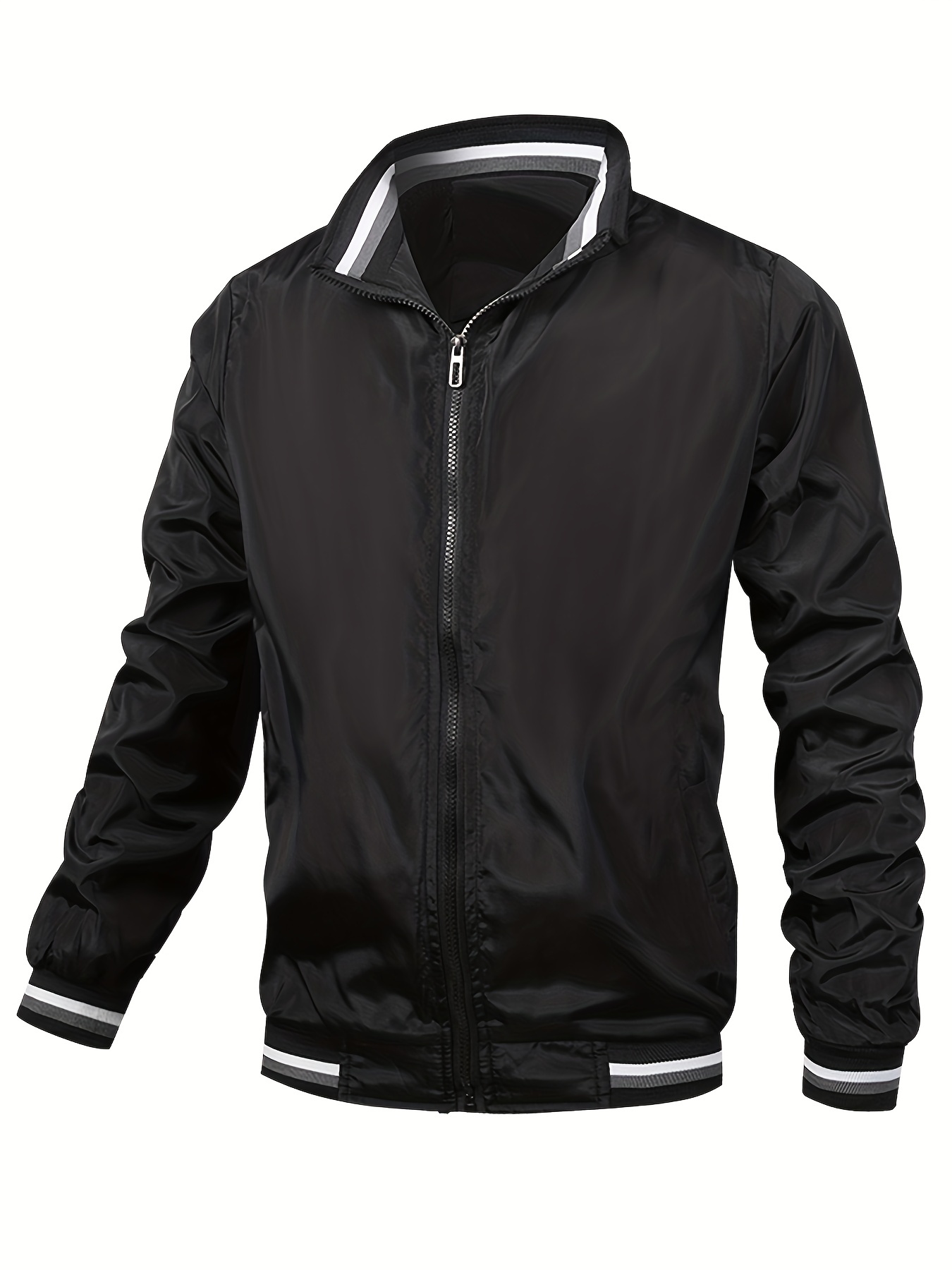 mens casual bomber jacket casual zip up windbreaker jacket for outdoor activities details 5