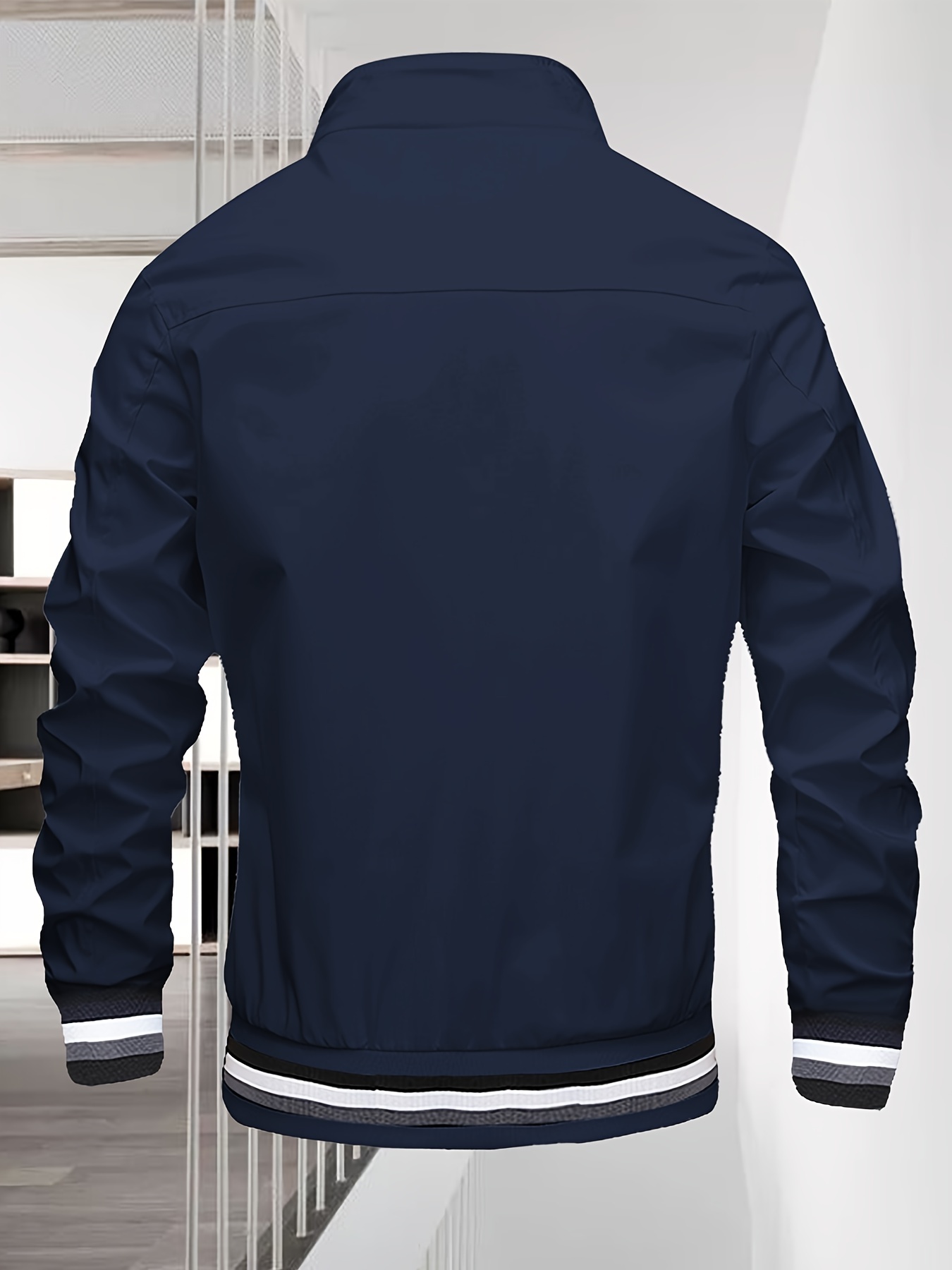 mens casual bomber jacket casual zip up windbreaker jacket for outdoor activities details 7