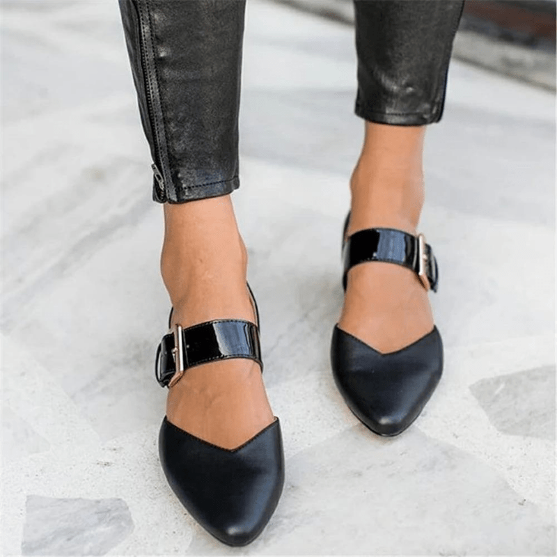 womens pointed toe buckle strap flats lightweight closed toe dorsay sandals casual shoes details 2