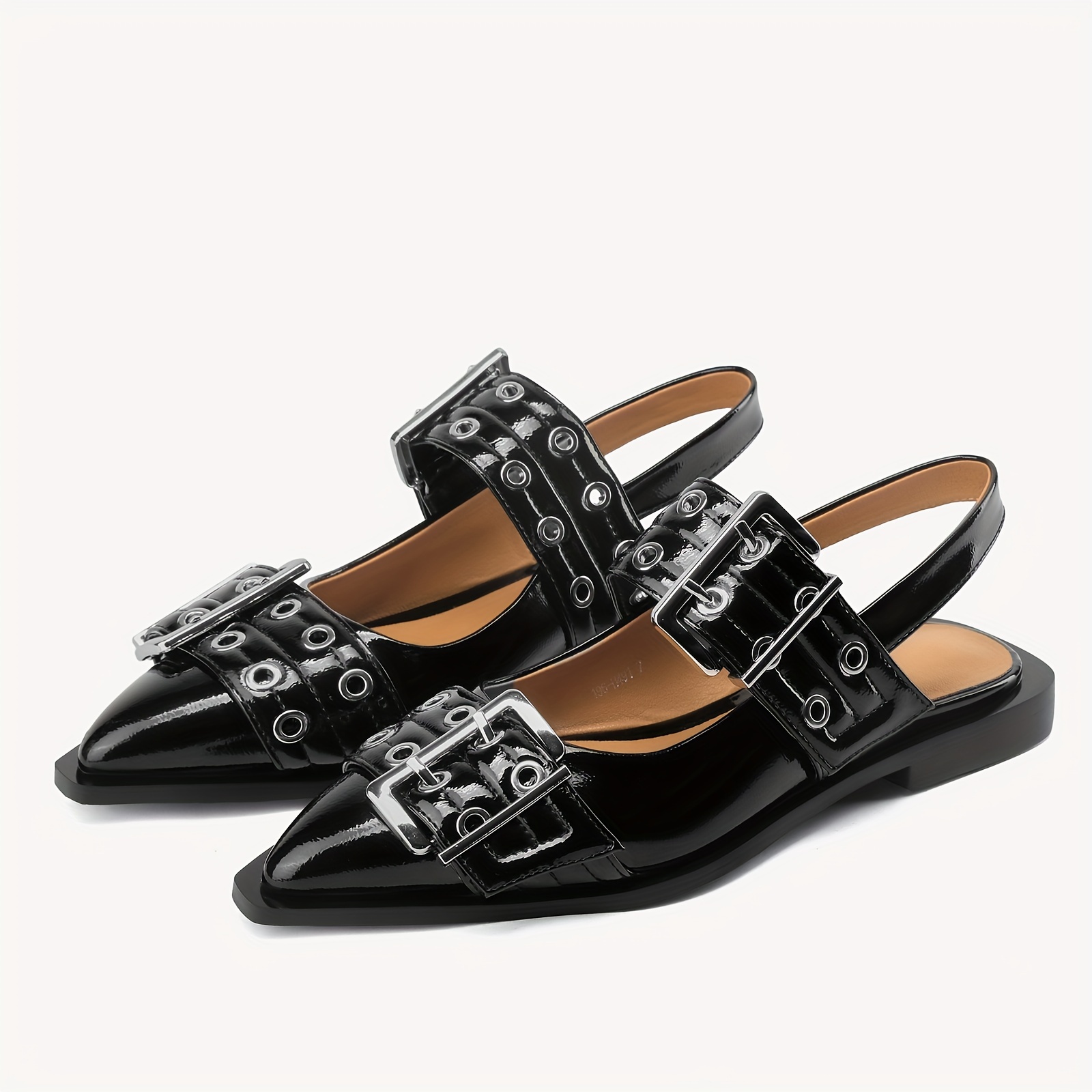 womens solid color trendy sandals ankle buckle strap lightweight soft sole shoes point toe buckle belt shoes details 2