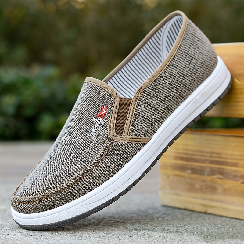 mens solid color breathable slip on canvas walking shoes comfy non slip casual durable shoes mens footwear men s shoes temu details 3