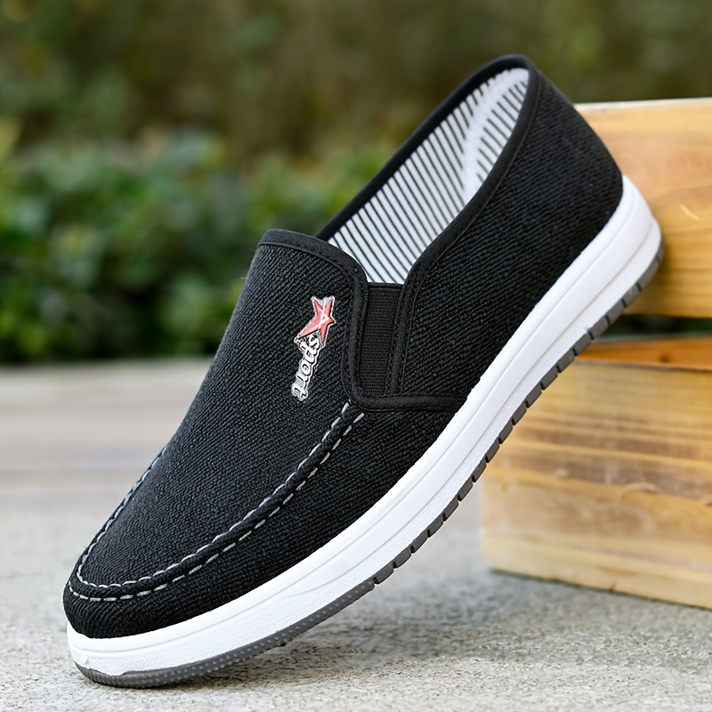 mens solid color breathable slip on canvas walking shoes comfy non slip casual durable shoes mens footwear men s shoes temu details 4