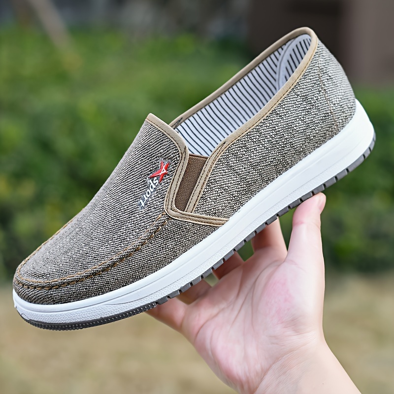 mens solid color breathable slip on canvas walking shoes comfy non slip casual durable shoes mens footwear men s shoes temu details 5