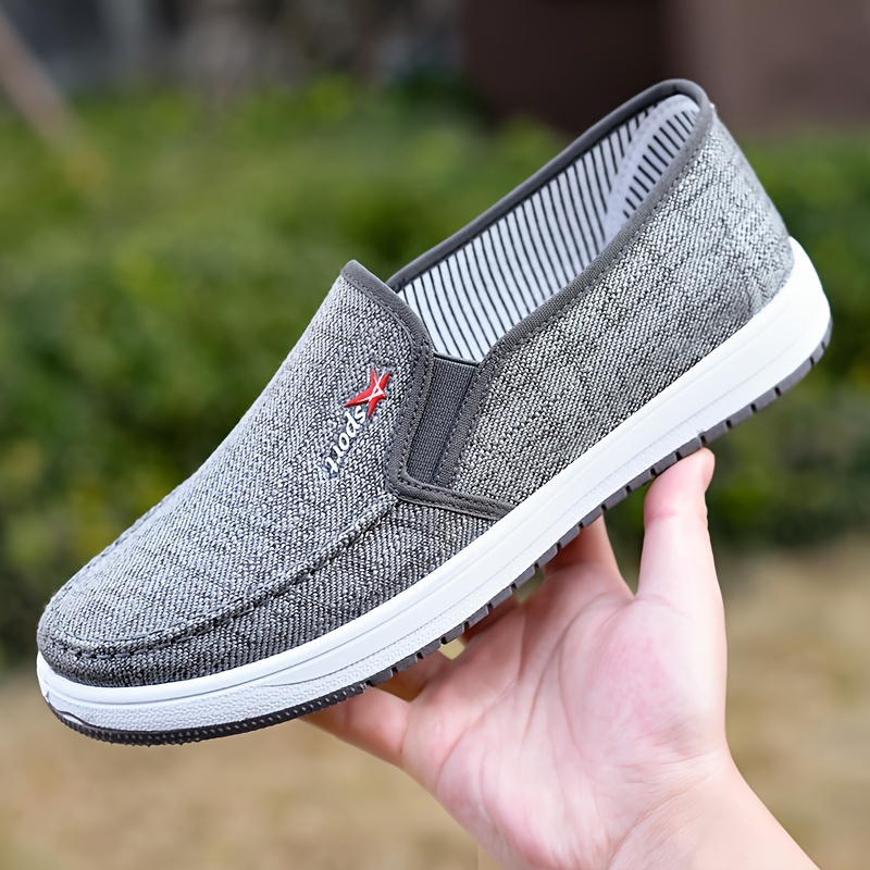 mens solid color breathable slip on canvas walking shoes comfy non slip casual durable shoes mens footwear men s shoes temu details 6