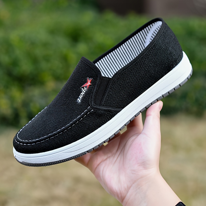 mens solid color breathable slip on canvas walking shoes comfy non slip casual durable shoes mens footwear men s shoes temu details 7