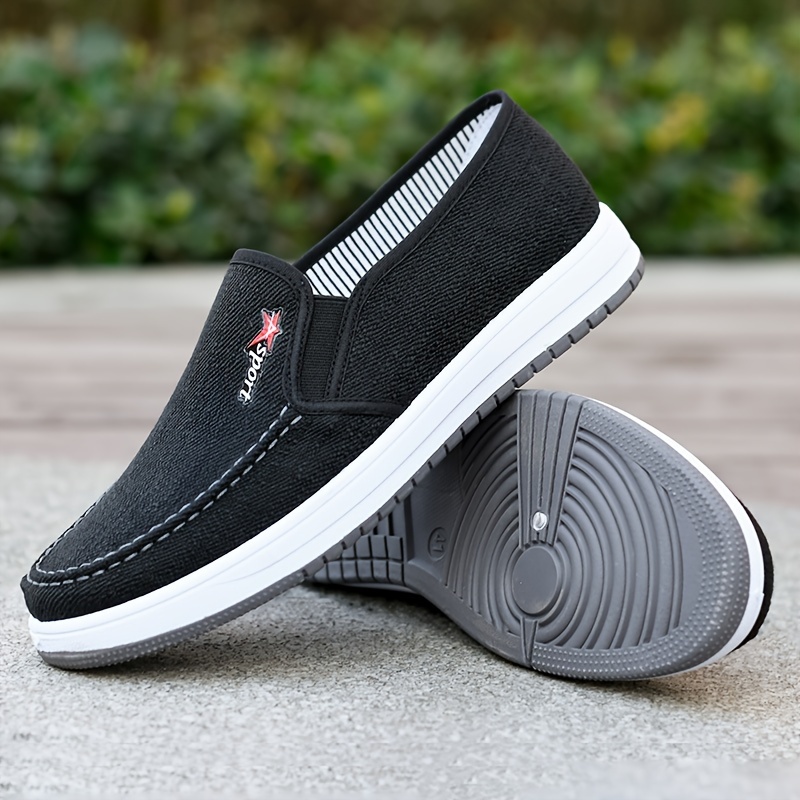 mens solid color breathable slip on canvas walking shoes comfy non slip casual durable shoes mens footwear men s shoes temu details 9