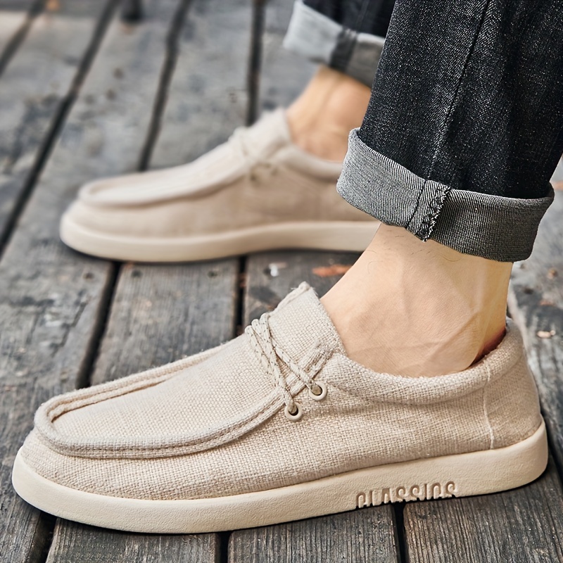 casual canvas shoes men s solid breathable lightweight lace details 1