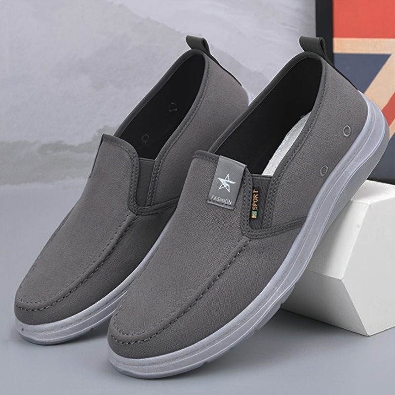 mens solid color slip on canvas loafer shoes comfy non slip casual durable breathable walking shoes mens footwear men s shoes temu details 5