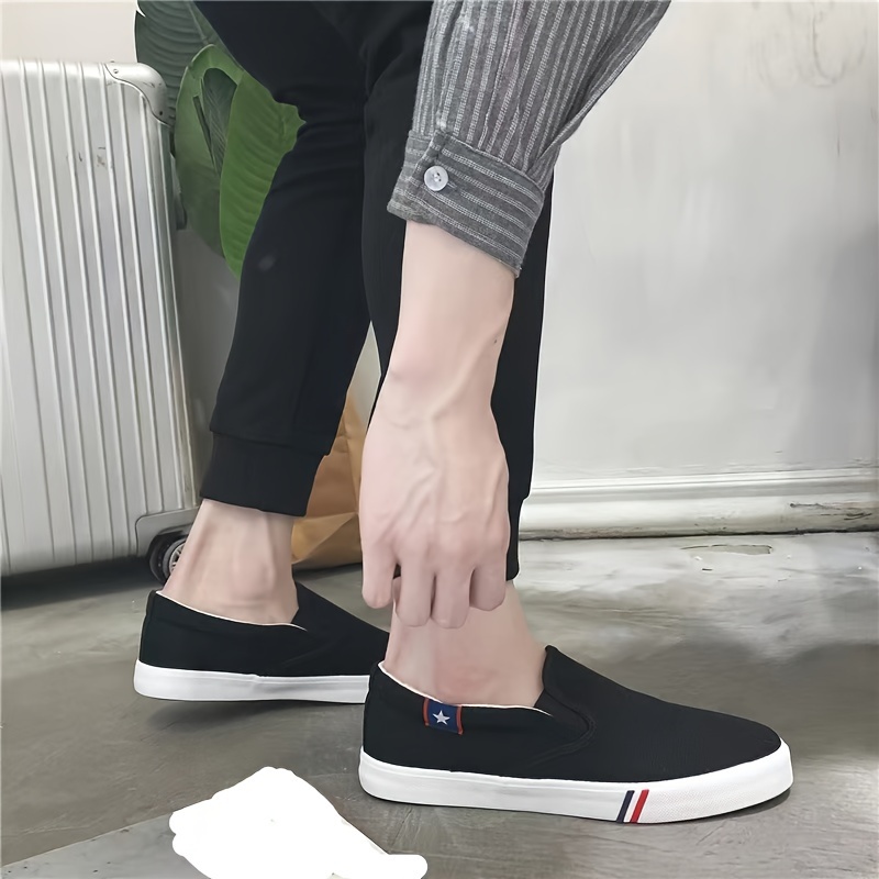 mens solid color slip on canvas walking shoes comfy non slip rubber sole durable shoes for mens outdoor activities free shipping on items shipped from temu temu details 3